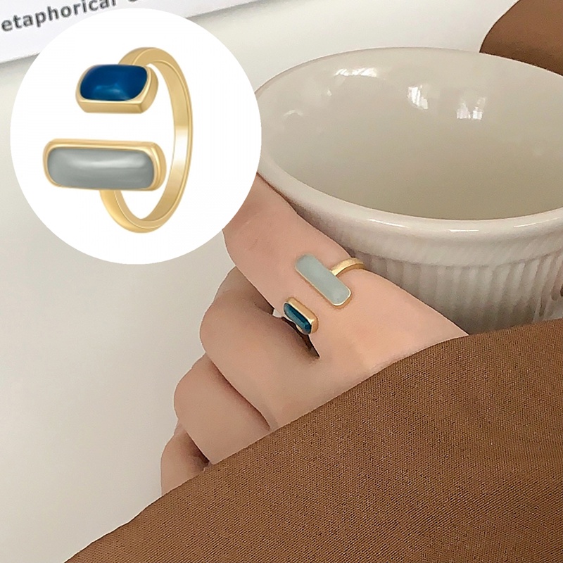 Nhẫn Hở Chạm Khắc Tinh Xảo Hình Học Đơn Giản Có Thể Điều Chỉnh Phong Cách Retro