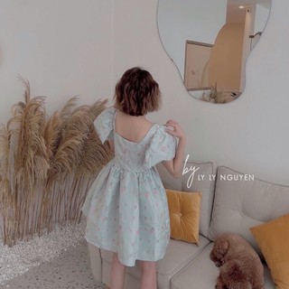 váy bbd hoa lụa gấm