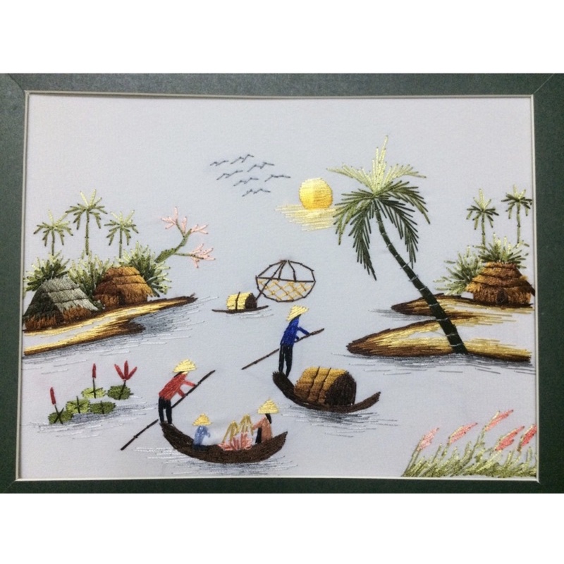 Combo 12 bức tranh hoàn thiện - Tranh thêu tay phong cảnh Việt Nam 25 x 30cm