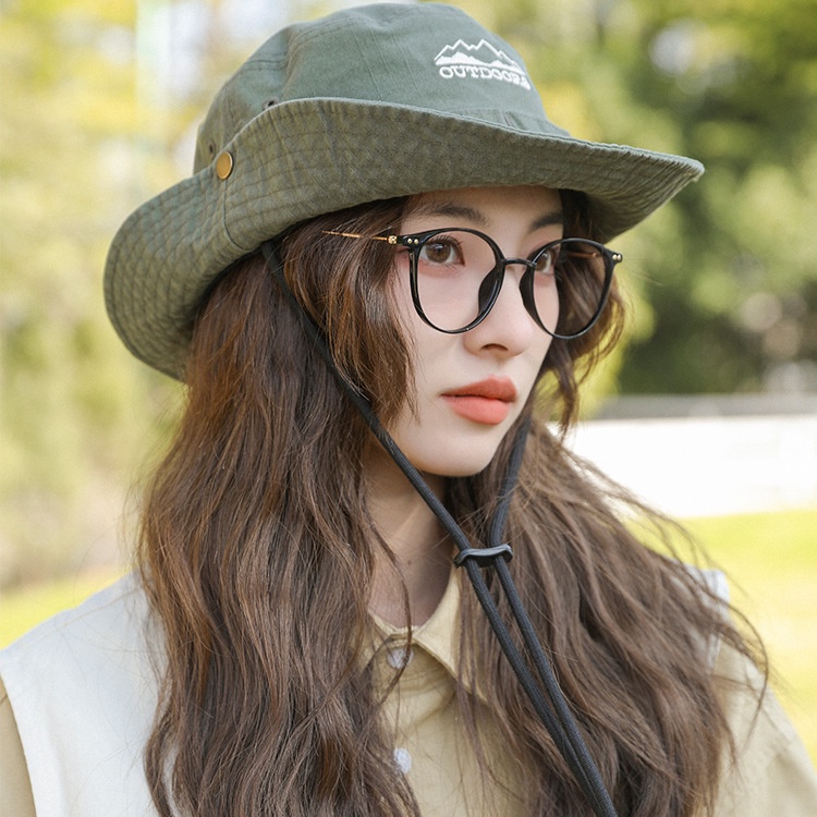 Nón Tai Bèo Dây Rút Chất Liệu Cotton In Chữ Phong Cách Vintage Dành Cho Cả Nam Và Nữ