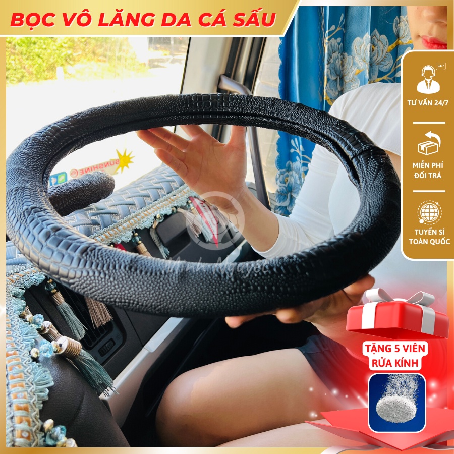 Bọc Vô lăng da cá sấu dành cho xe con, xe tải bền chắc, êm tay
