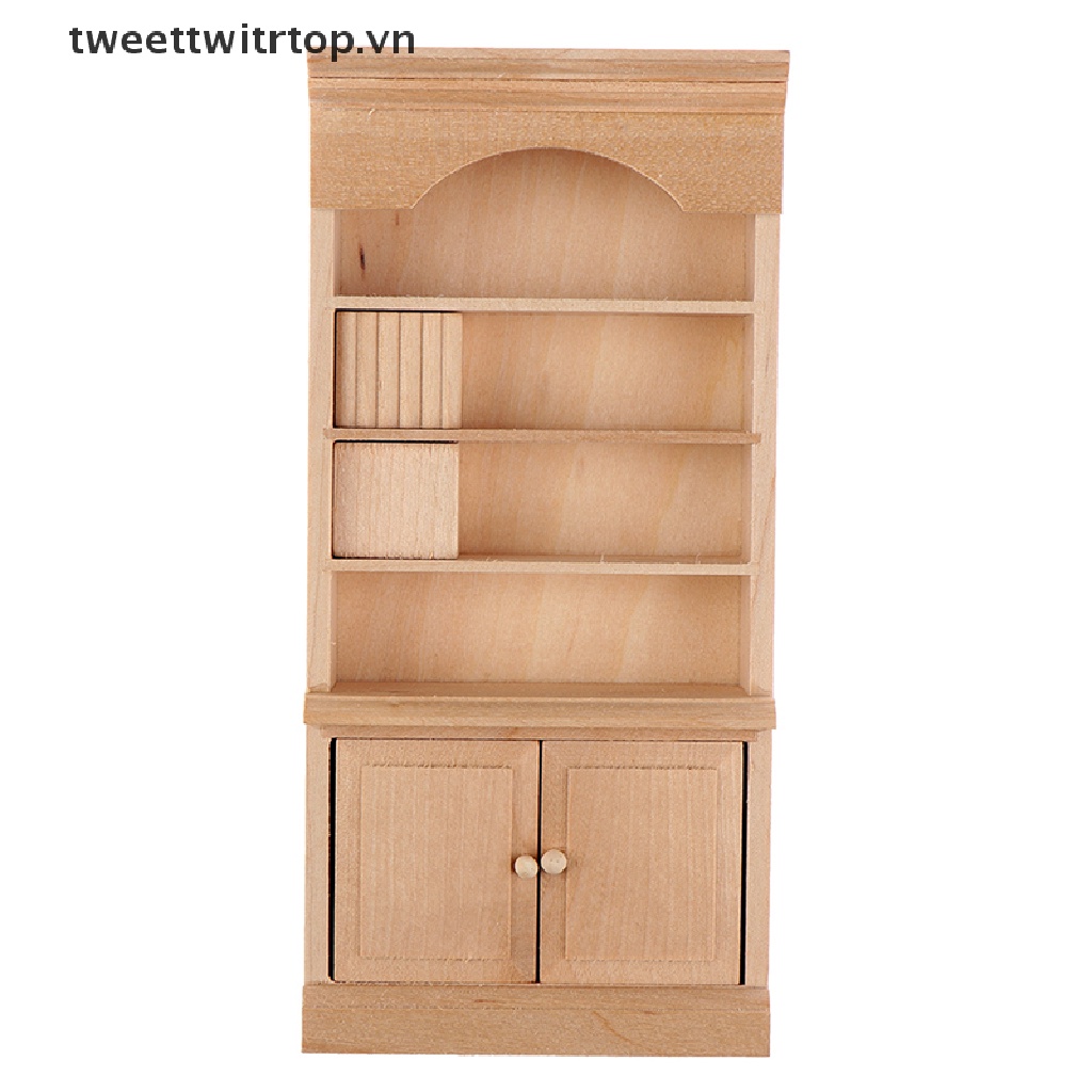 Mô Hình Kệ Sách / Tủ Nội Thất Mini Tỉ Lệ 1 / 12 Trang Trí Nhà Búp Bê