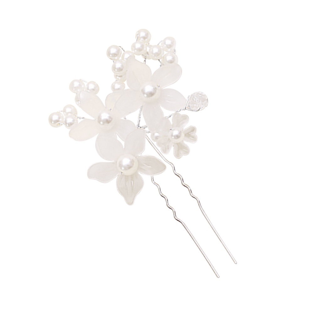 1 Trâm Cài Tóc Trang Trí Hoa Đính Ngọc Trai Giả Màu Trắng Cho Cô Dâu
