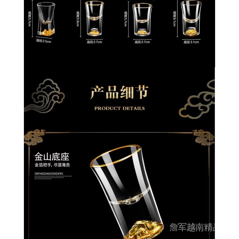 B...Jinshan Bộ Ly Thủy Tinh Uống Rượu Mini Hình Viên Đạn Màu Trắng Phong Cách Trung Hoa