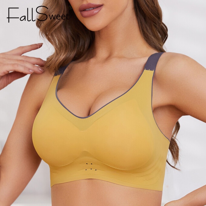 FallSweet Áo Ngực Thể Thao Mùa Thu Size M-6XL Plus Không Gọng Mềm Mại Không Đường May Có Đệm Ngực B C D Cup Cho Nữ