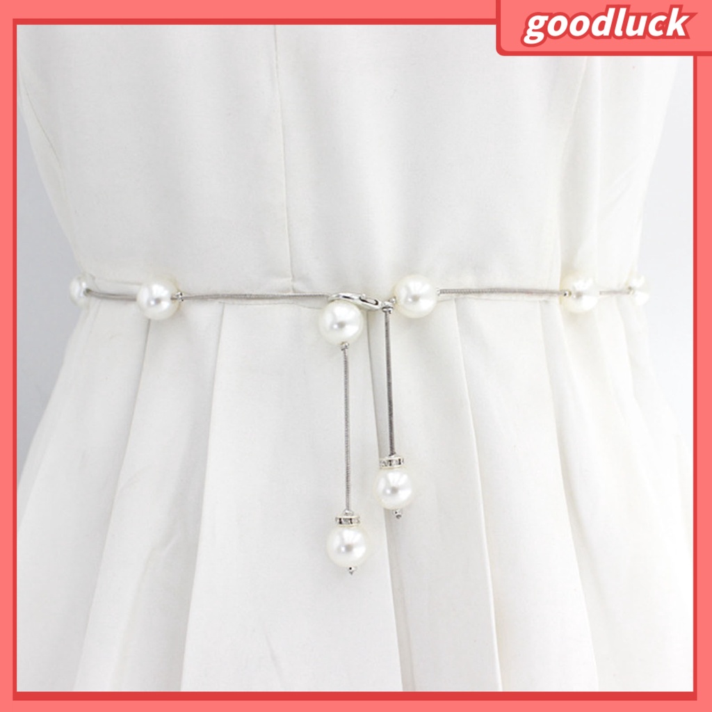 |Đồ Chơi GODK GODK Độc Đáo| Thắt Lưng Dây Xích Dài Mỏng Đính Ngọc Trai Acrylic Thanh Lịch Có Thể Điều Chỉnh Cho Nữ