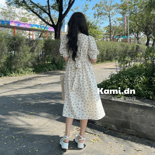 Váy hoa tay lỡ chất xốp 2 lớp