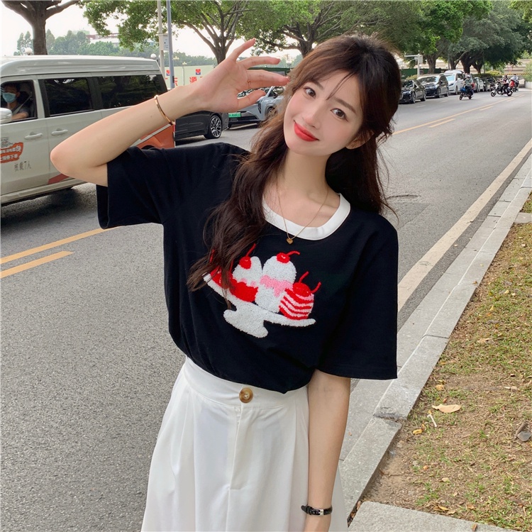 IELGYÁo Thun Tay Ngắn In Hình Dễ Thương Thời Trang Dành Cho Nữ