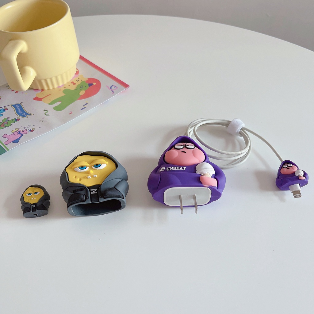 Bộ 2 Món Vỏ Bọc Bảo Vệ Hộp Sạc Tai Nghe Apple iphone 18W / 20 Bằng Silicon Chống Sốc Hình Em Bé 3D Dễ Thương