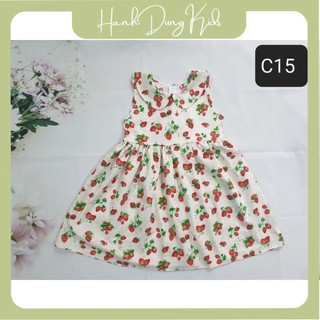 Váy trái dâu không tay thoáng mát, đầm cotton xuất hàn