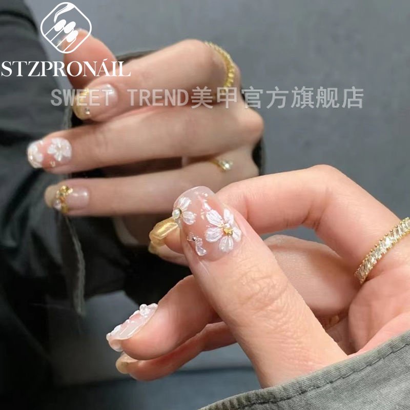 Miếng dán trang trí móng tay STZPRONAIL hình hoa anh đào xinh xắn đáng yêu