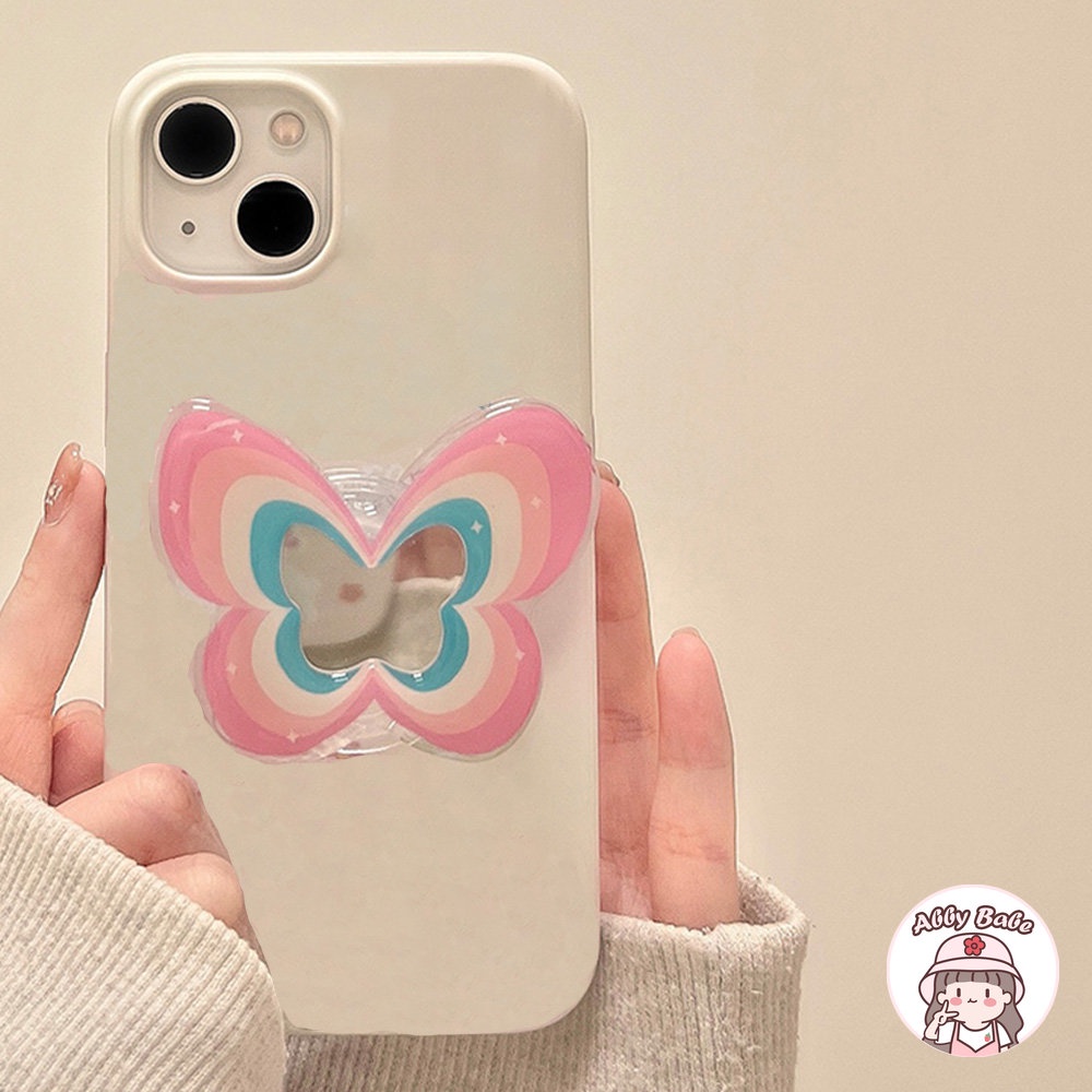 Ốp Điện Thoại TPU Mềm Mỏng Tích Hợp Gương Trang Điểm Hình Bướm Nhiều Màu Sang Trọng Cho IPhone 14 Pro Max 13 12 11 Pro Max