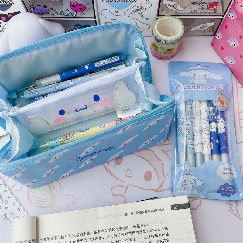 Túi Đựng Bút Chì / Mỹ Phẩm Sức Chứa Lớn In Hình Kuromi My Melody Cinnamoroll Sanrioed Đáng Yêu