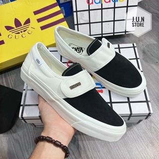 Giày vans slip on strap fear of god đen trắng + vans caro, giày vans dán nam nữ đủ size, full box bill d319 draven shoe