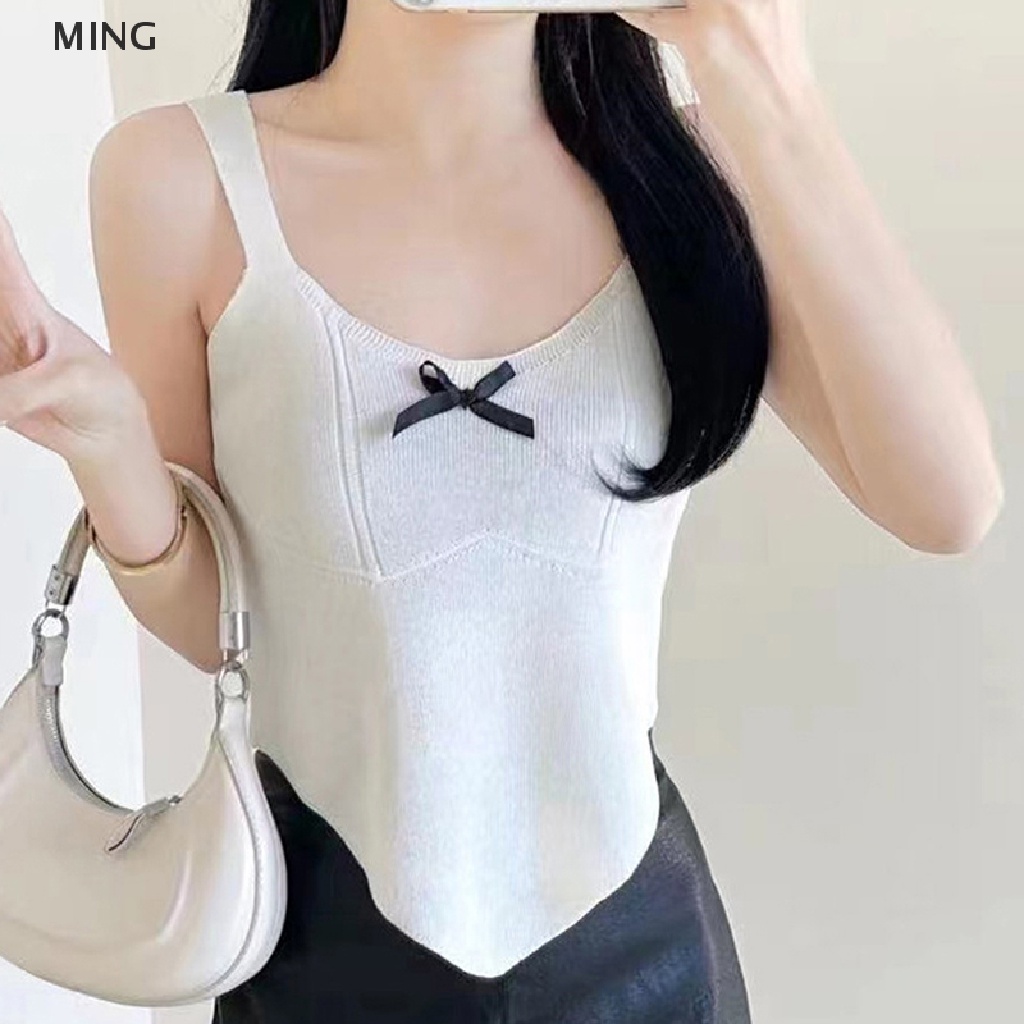 Áo Croptop Hai Dây Thắt Nơ Phong Cách Harajuku Thời Trang Mùa Hè Hàn Quốc Ngọt Ngào Cho Nữ