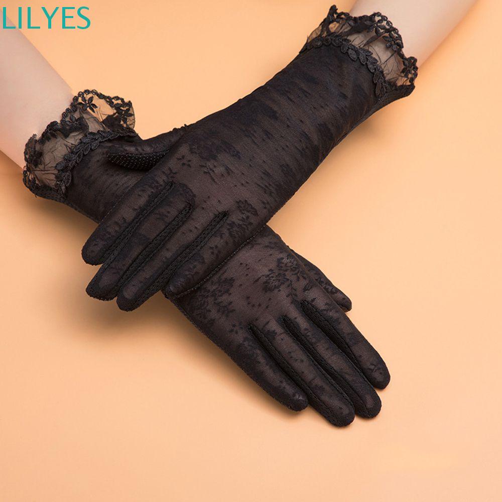 Găng Tay Lái Xe Bằng Lụa Lạnh Chống Trượt Thoáng Khí In Hình Hoa Lily Thời Trang Xuân Hè Cho Nữ