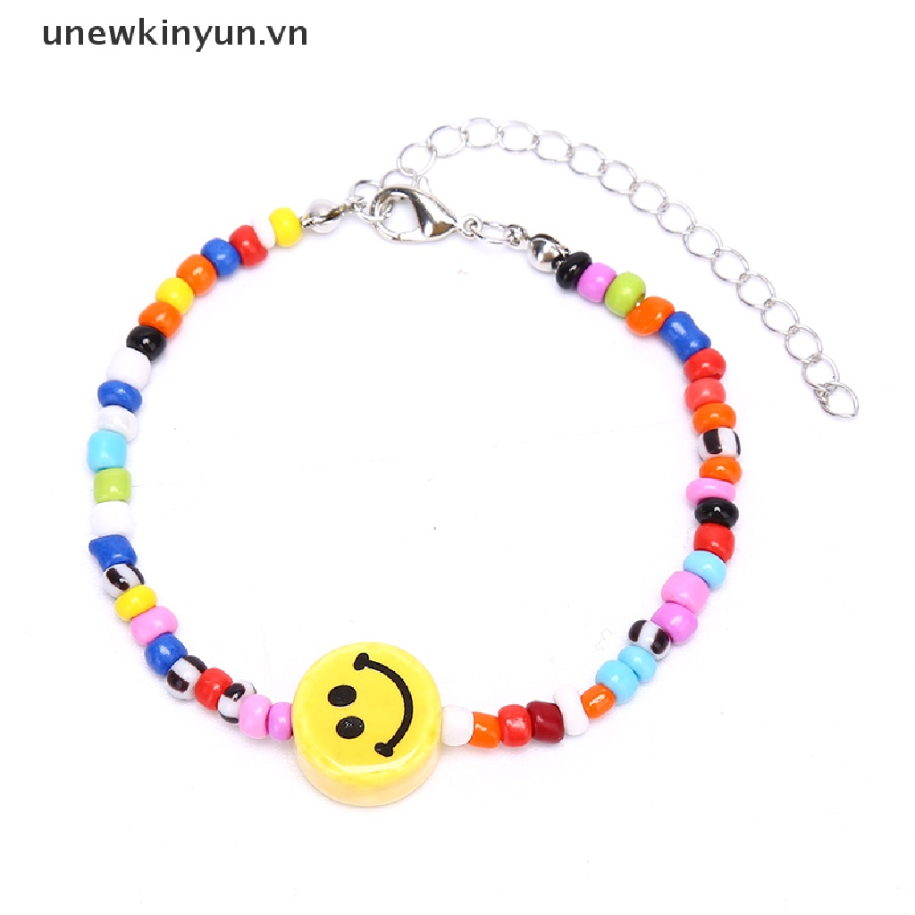 Vòng Tay Chuỗi Hạt Nhiều Màu Mặt Cười Phong Cách Boho Thời Trang Cho Nữ