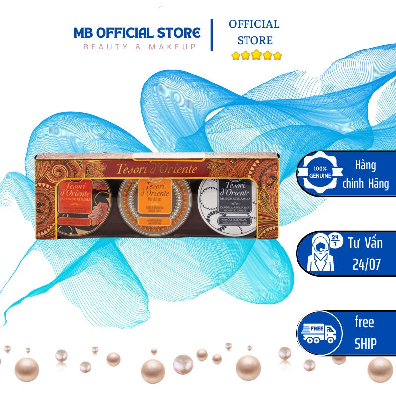 [Hàng Chính Hãng] Set Nến Thơm Lưu Hương Nước Hoa Ý Tesori D Oriente 110g (3 Hũ - 3 mùi hương)