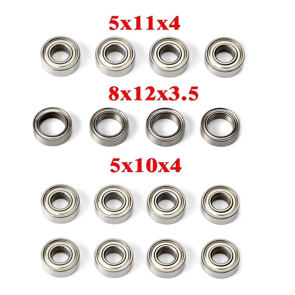 Mới 16 Chiếc Vòng Bi 5x10x4mm 5x11x4mm 8x12x3.5mm 16 Chiếc Cho Tamiya TT02 TT-02 TT02D TT-02D 1 / 10 RC Đồ Chơi Xe Ô Tô Nâng Cấp Các Bộ Phận