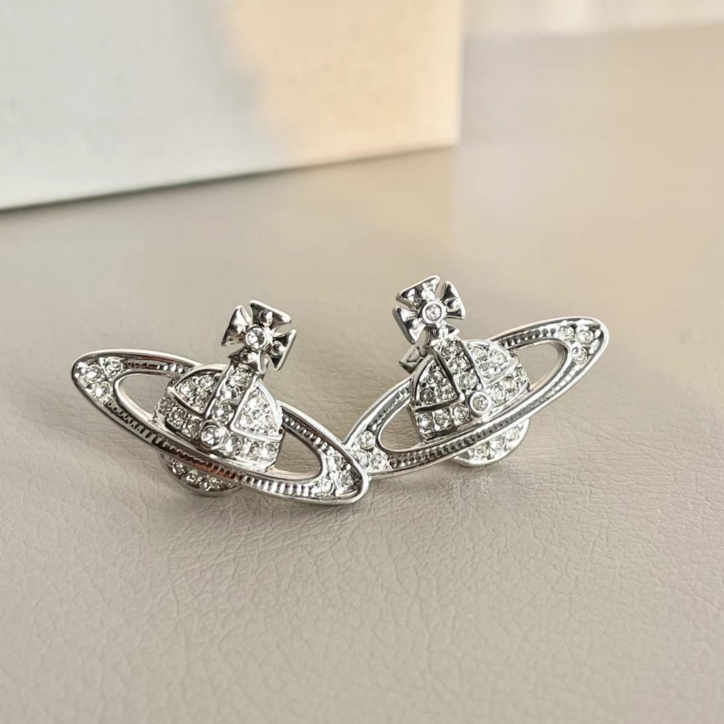Vivienne Westwood Saturn Khuyên Tai / Vòng cổ Đa Năng Hình Hành Tinh Kim Cương Cổ Điển Cho Nữ