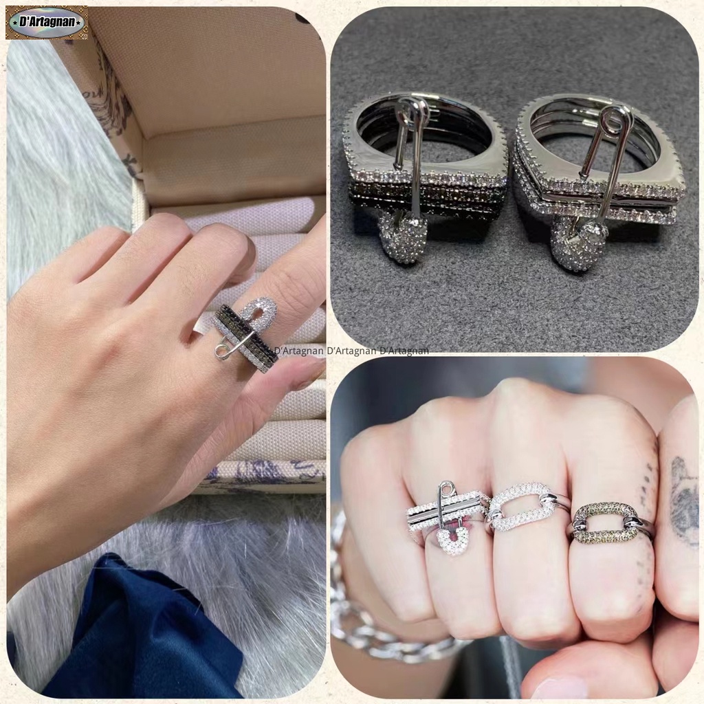 Monaco Nhẫn Ba Lớp Khảm Pha Lê Giả Dát Pha Lê Hình Vuông Mạ Vàng Đồng Phong Cách Retro Hàn Quốc Thời Trang Cao Cấp 2023