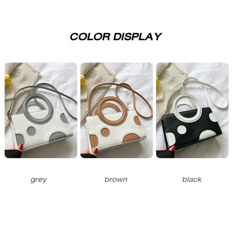 Mischa Túi Xách Đeo Vai Hình Vuông Cỡ Nhỏ Chất Liệu PU Màu Tương Phản Phong Cách Phương Tây Đơn Giản Dễ Phối Đồ