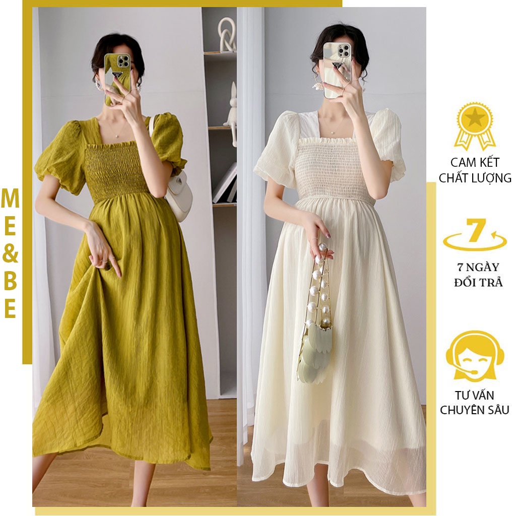 VÁY BẦU DỰ TIỆC CƯỚI ĐẸP CHẤT VOAN XỐP CỰC XINH - ĐẦM BẦU THỜI TRANG HÀN QUỐC FREESIZE