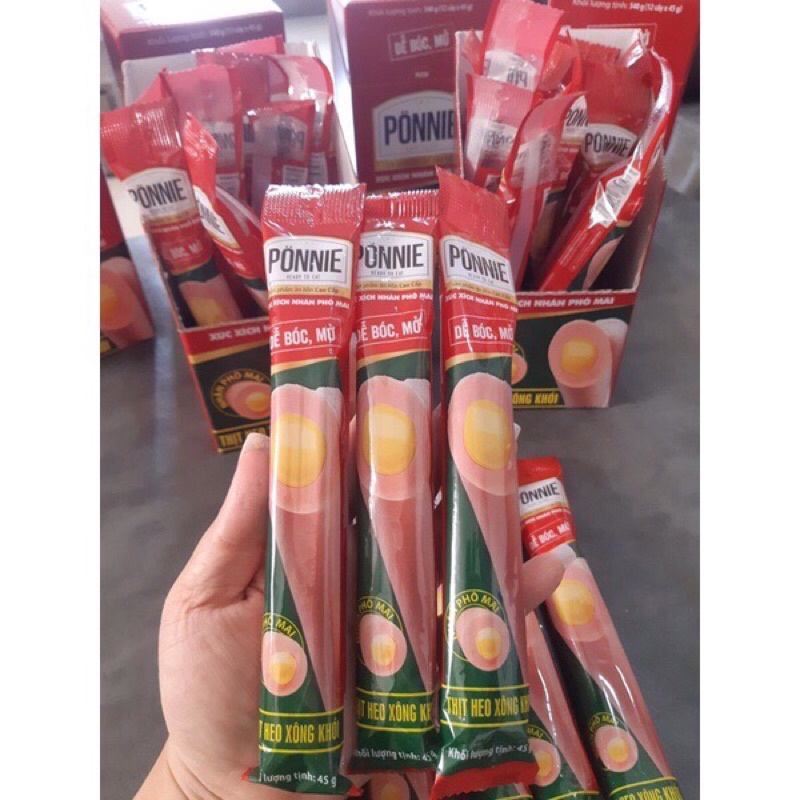 Hộp 12 Cây Xúc Xích Ponnie Nhân Phô Mai Heo Xông Khói | Cá Tuyết