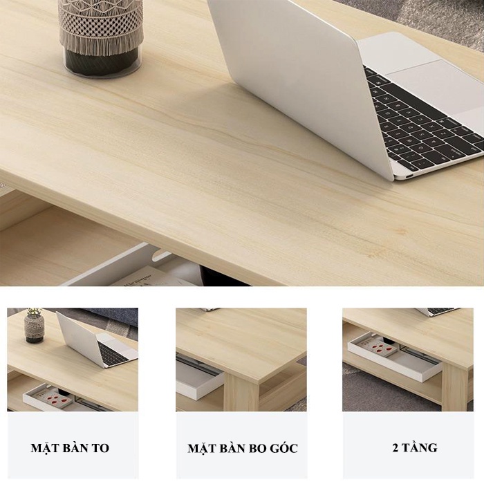 Bàn Trà Sofa Phòng Khách 2 Tầng NANA Chân Gỗ Tự Nhiên Thiết Kế Phong Cách Hiện Đại - BT06 | BigBuy360 - bigbuy360.vn