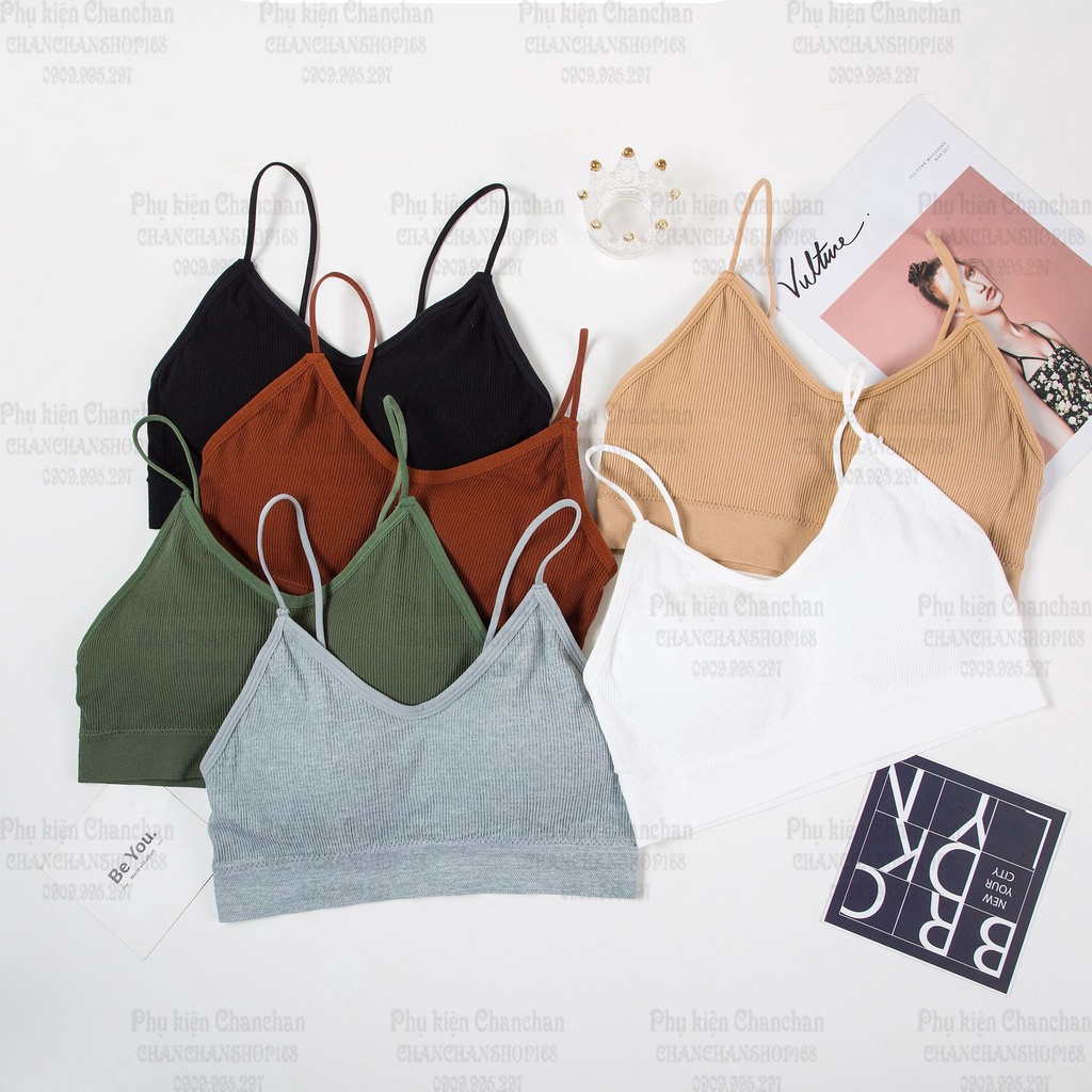 Áo Bra vải sọc gân 2 dây 53k (có size lớn)