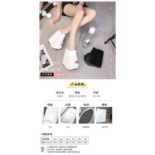 Âu mỹ sexy dép 18cm dép dày-chân đế màu trắng bạc bên trong tăng chiều cao sàn catwalk giày nữ