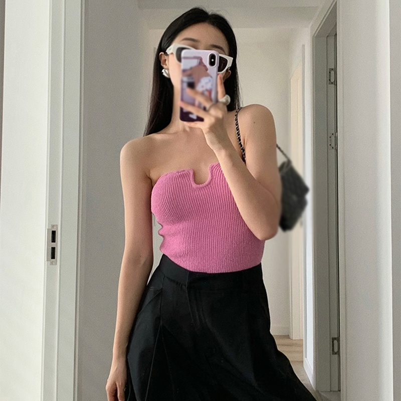 Áo Hai Dây Cổ Chữ V Dáng Ôm Phong Cách Hàn Quốc Quyến Rũ Dành Cho Nữ