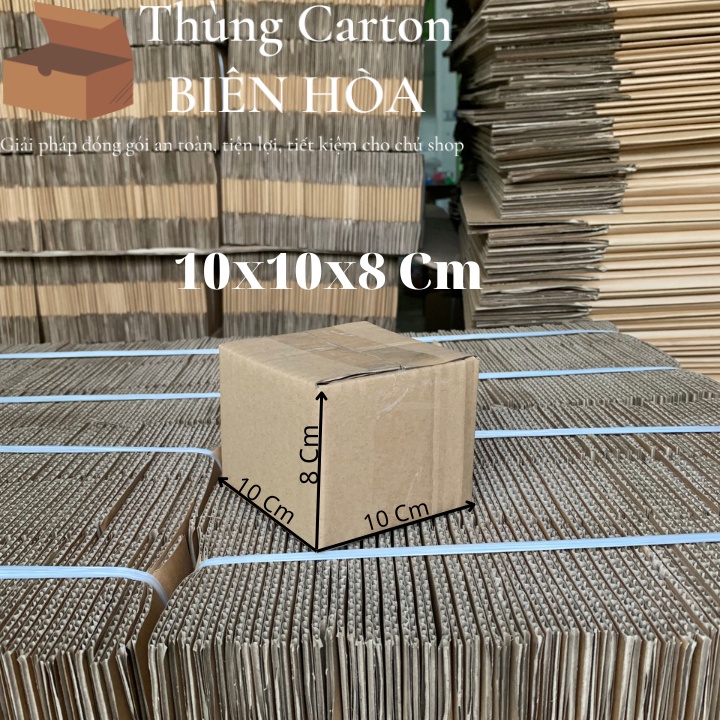 Hộp Giấy Carton Kích Thước 10Cmx10Cmx8Cm - Hộp Sóng C Dày, Cứng
