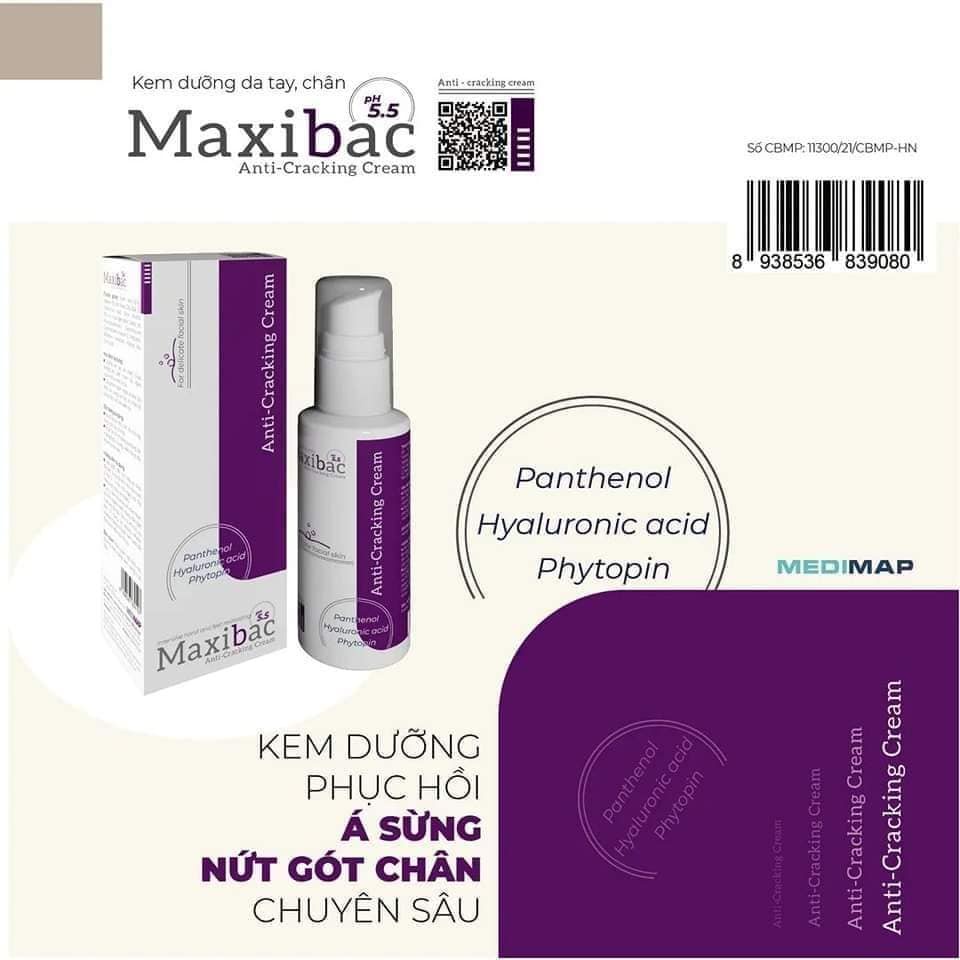 Kem dưỡng ẩm dành cho da tay, chân Maxibac PH5.5 Anti-Cracking Cream 60g - Chính hãng Medimap - Lọ màu tím