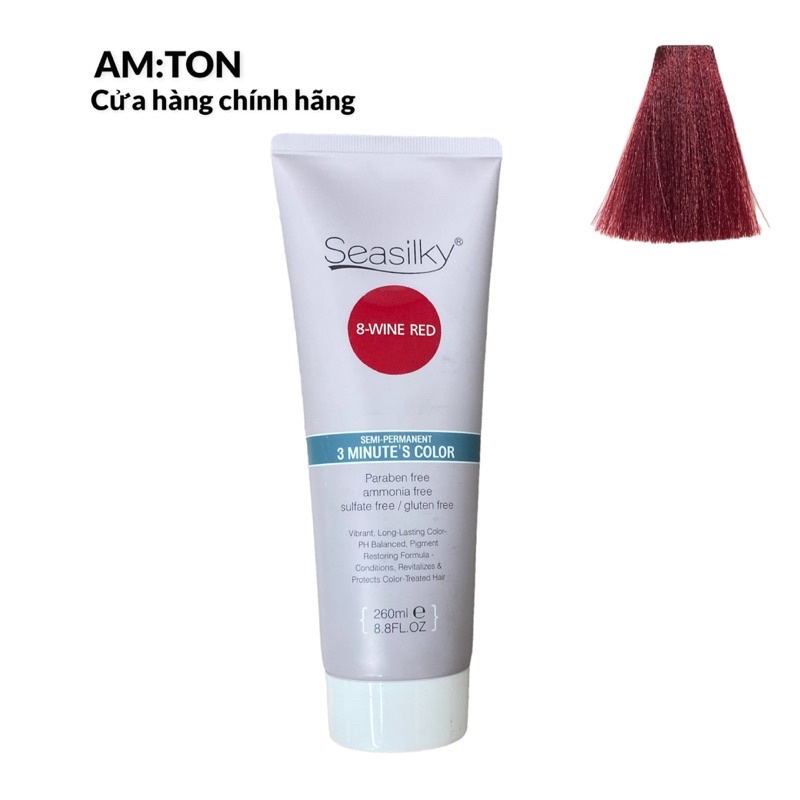 Màu đỏ WINE RED- Hấp màu dành cho tóc tẩy Seasilky 260ml, giúp tóc mềm