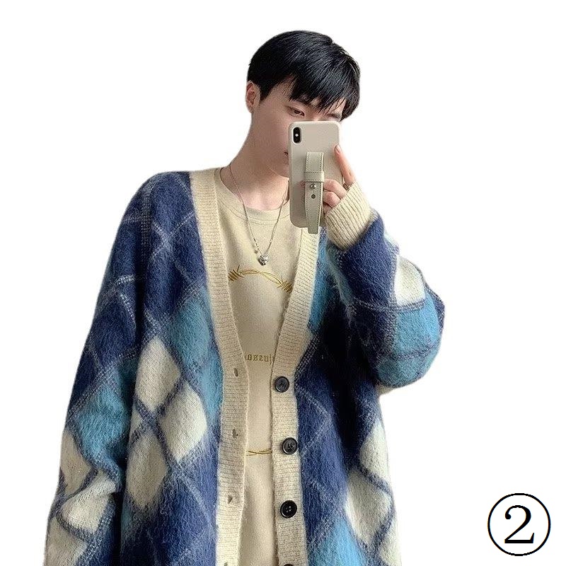 Áo Khoác Cardigan Dệt Kim Dáng Rộng Phong Cách Nhật Bản Thời Trang Mùa Đông Cho Nam