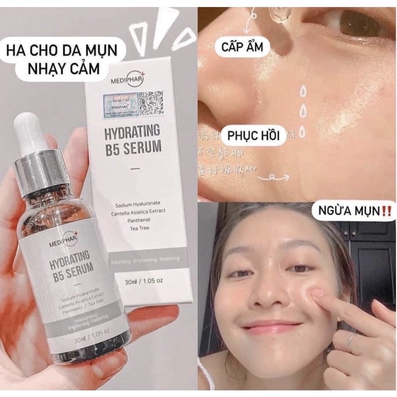 TINH CHẤT SERUM MEDIPHAR HYDRATING B5 SERUM 30ML CẤP ẨM CHUYÊN SÂU, PHỤC HỒI DA HƯ TỔN, SÁNG DA, MỜ THÂM