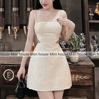 Váy 2 dây xích gấm khoét eo