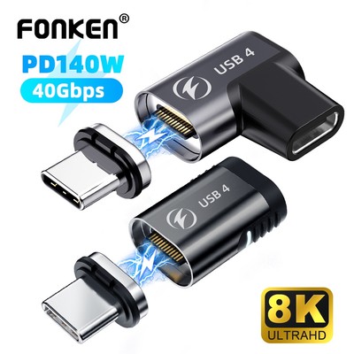 Đầu chuyển đổi FONKEN USB C 140W sang USB 4.0 Type C sạc nhanh 40gbps thunderbolt4 8K 120Hz dành cho điện thoại laptop