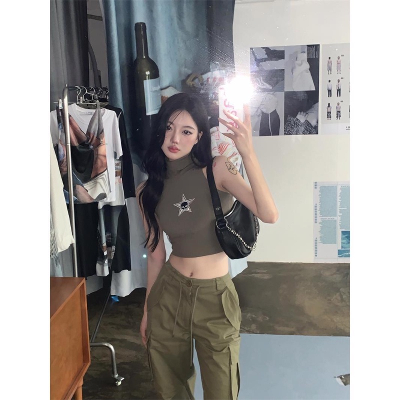 COZOK Áo Sát Nách Dáng Ôm In Hình Đầu Lâu Cá Tính Quyến Rũ