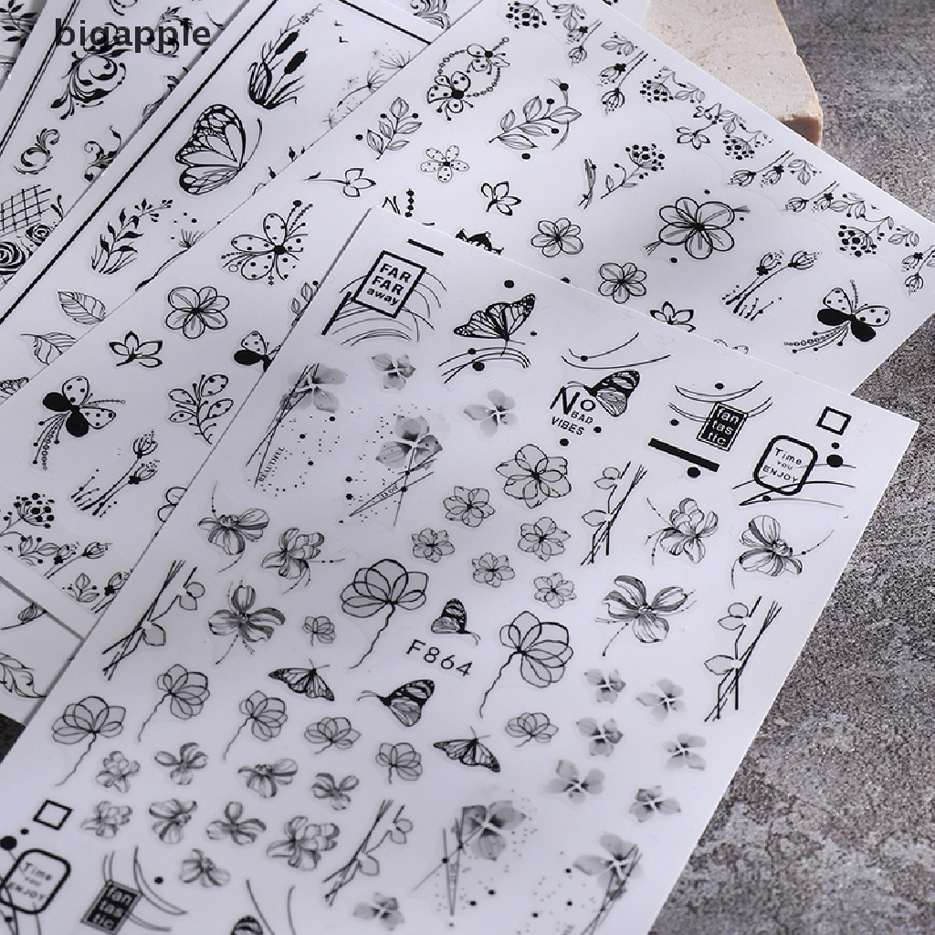 1 Tờ Miếng Dán Trang Trí Móng Tay Họa Tiết Hoa Và Bướm Độc Đáo Thời Trang