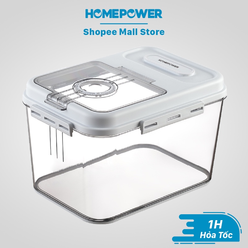 Thùng Đựng Gạo Thông Minh HOMEPOWER - Nắp Lật Từ Tính, Vòng Ghi Chú Thời Gian, Chống Côn Trùng, Ẩm Mốc