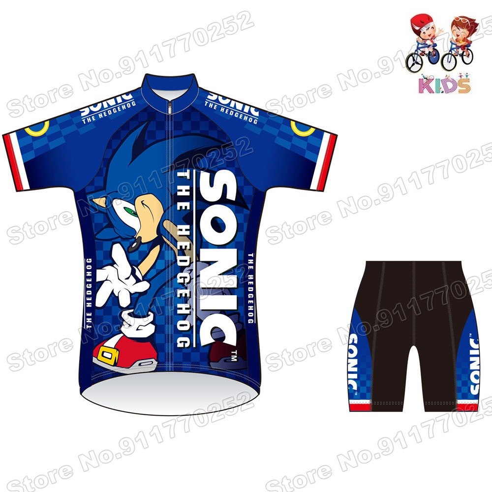 Bộ Đồ Đạp Xe In Hoạt Hình Sonic Thời Trang Mùa Hè Cho Bé Trai Và Gái