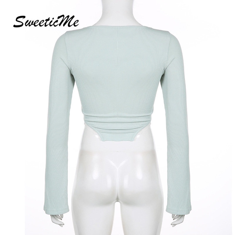 Áo Thun Tay Dài Cổ Tròn Màu Trơn Dáng Ôm Thời Trang 2023 Dành Cho Nữ