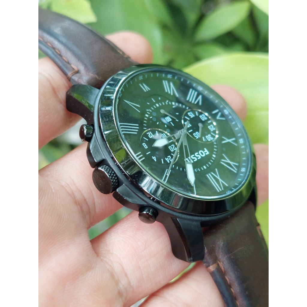 Đồng hồ nam Fossil 6 kim mặt đen chạy pin hàng Si