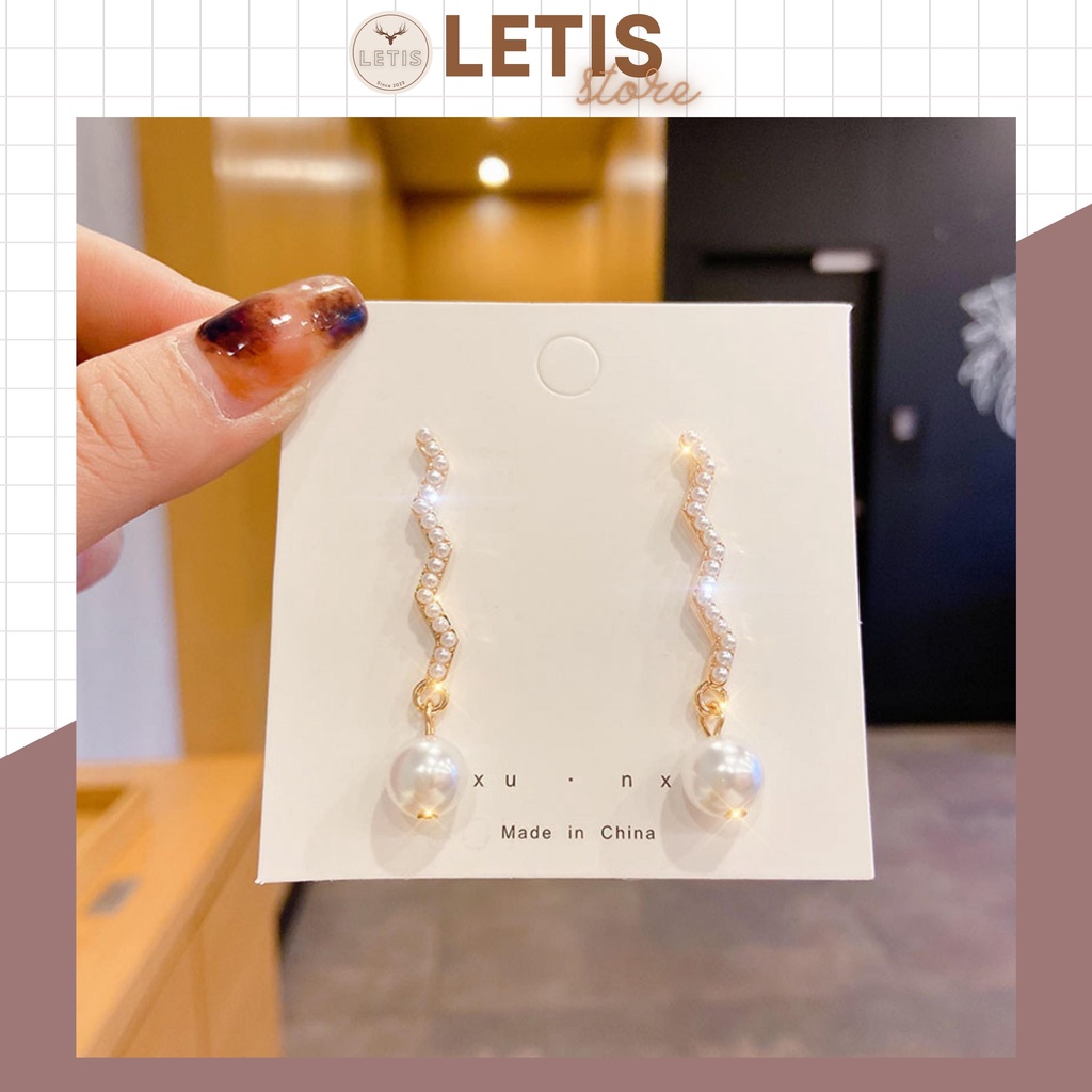 Khuyên tai hợp kim cao cấp LETIS KT48, bông tai phong cách thời trang hiện đại cá tính dễ phối đồ