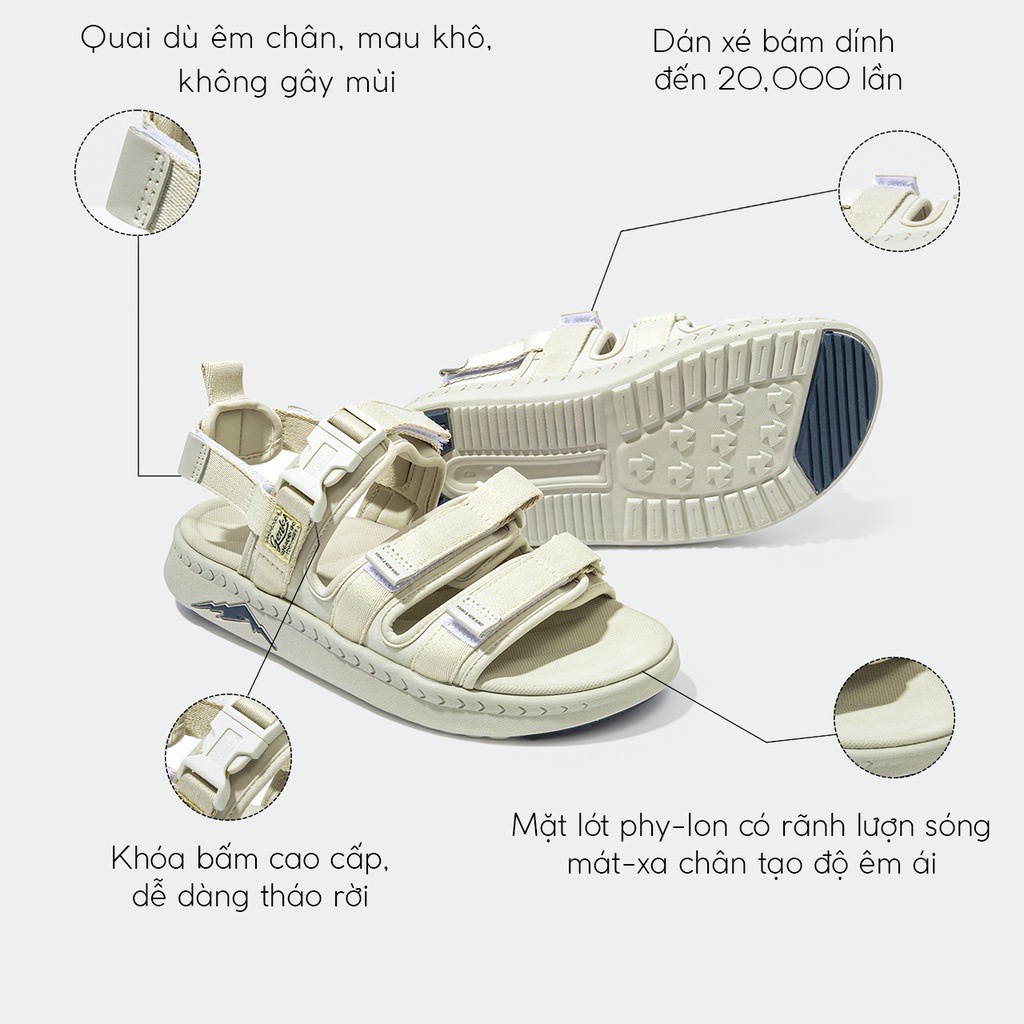 Giày Sandal Nam Nữ Genki Màu Kem Quai Chéo Thời Trang Cao Cấp Chính Hãng YK279