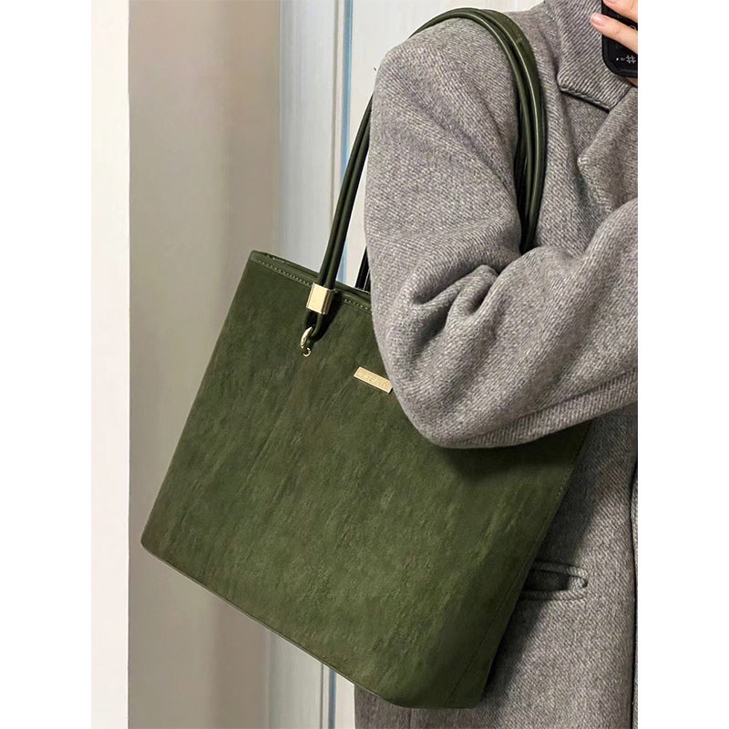 Túi xách tote CHERLKOLRS nhám sức chứa lớn phong cách retro sang trọng cho học sinh