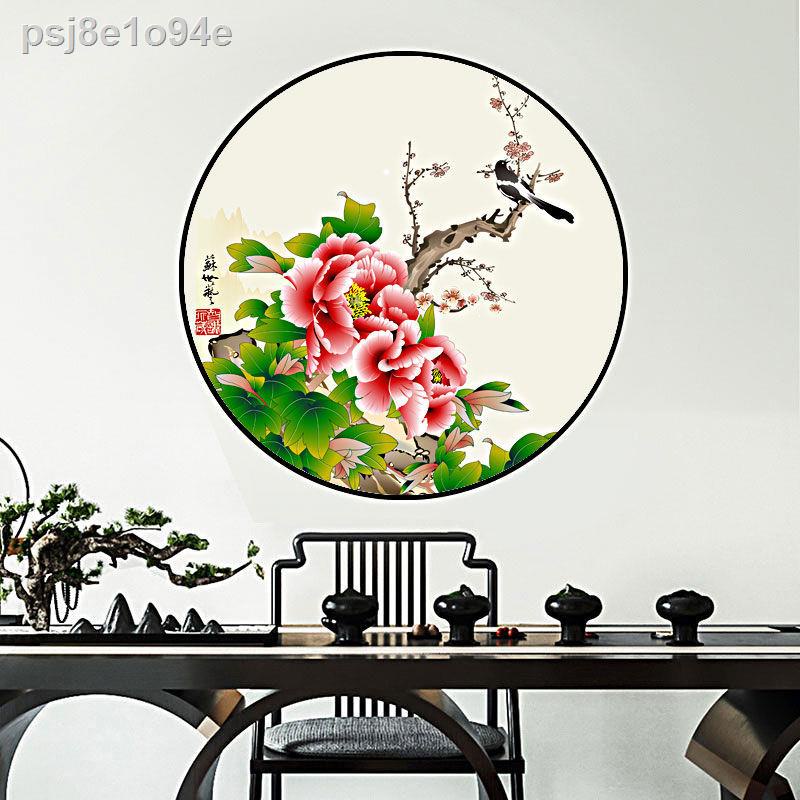 Tranh trang trí hình tròn kiểu Trung Quốc mới nghiên cứu tranh treo tường phòng khách Phong thủy may mắn treo tranh hiên
