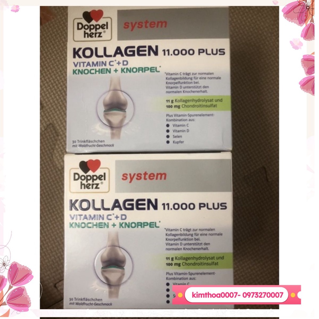 Collagen Kollagen 11000 Plus hỗ trợ xương khớp, hộp 30 ống*25ml